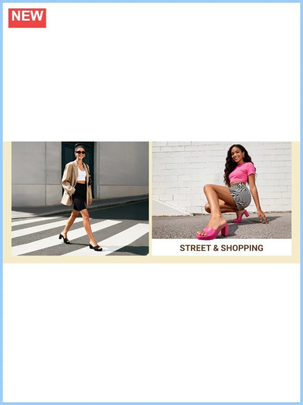 Women's Platform Block Heel Mule Sandals Chunky Square Toe Slip On Summer Shoes